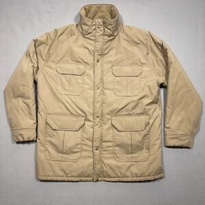 Vintage Woolrich Jacket Men XL Beige Insulated Multi Pocket Casual Outdoor